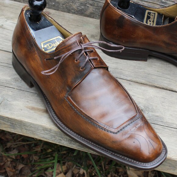 Mezlan Brown Leather Medallion Toe Derby, Men's 10 M, Made in Spain, EUC - Picture 2 of 15